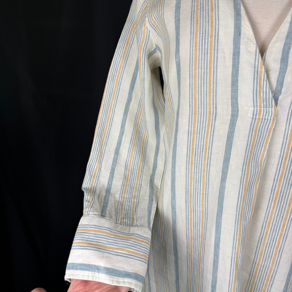 Faherty Beach Days 100% Linen Luciano Stripe Coastal Tunic Dress Sz S - Picture 3 of 14